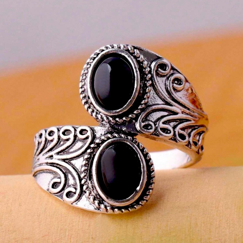 New Oval Black Gemstone Ring, Women's Fashion Size 7